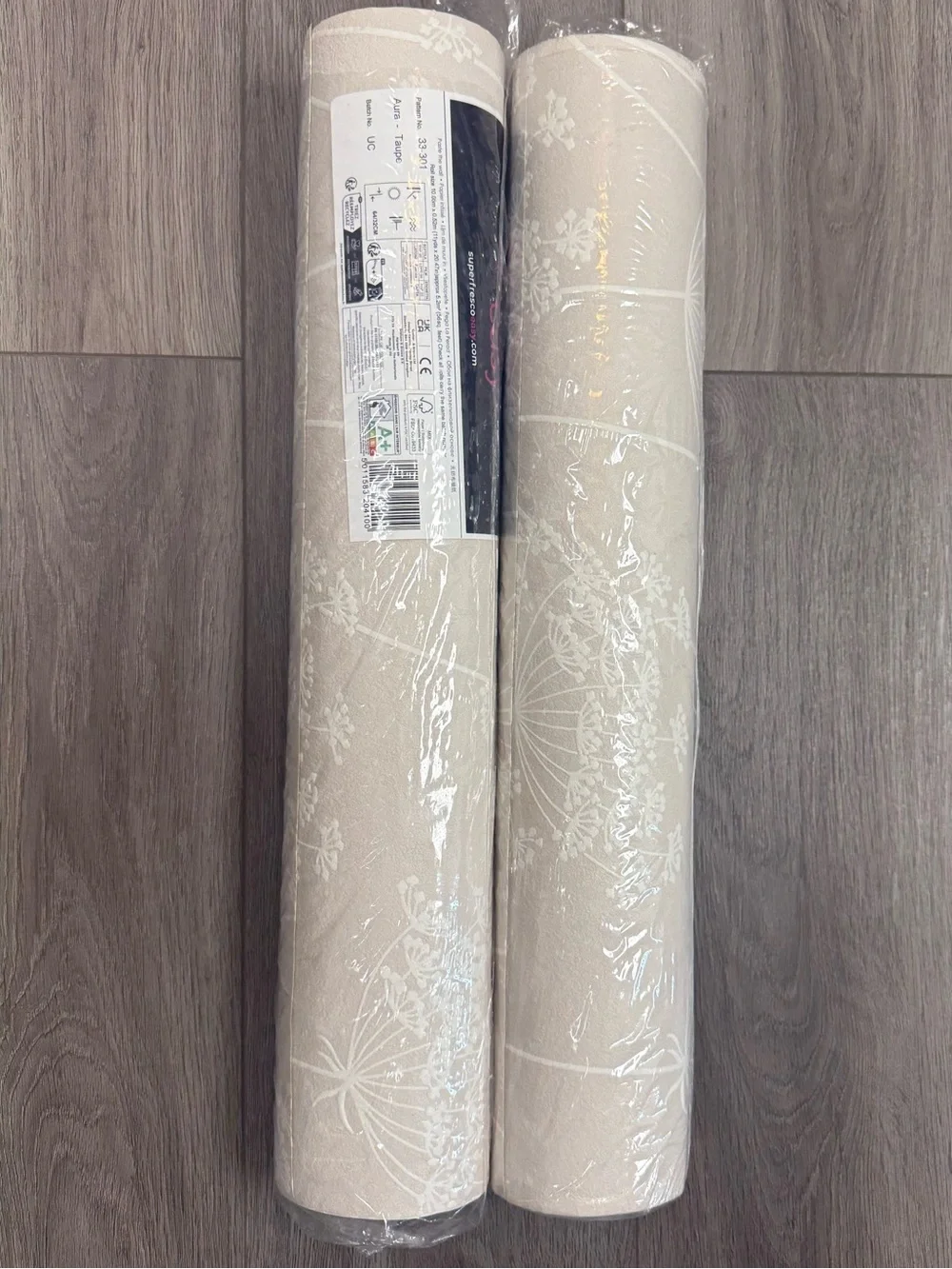 New! 2 Rolls Graham & Brown Aura Taupe Wallpaper